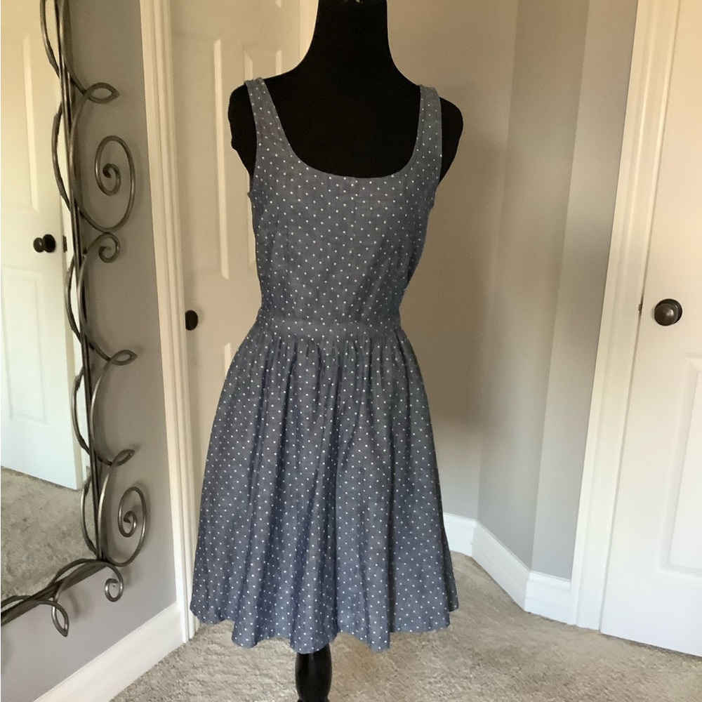 Sweet Dotted Chambray Dress